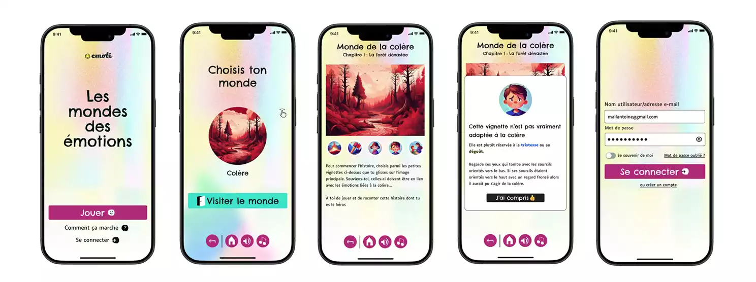 visuel représentant des écrans d’une application